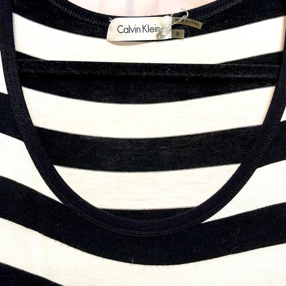 ‘#20 Calvin Klein Navy Blue and White Stripped Maxi Dress Size 6 EUC - Picture 2 of 14